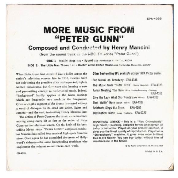 More Music from Peter Gunn 45, from the NBC television series Peter Gunn - Picture 3 of 3